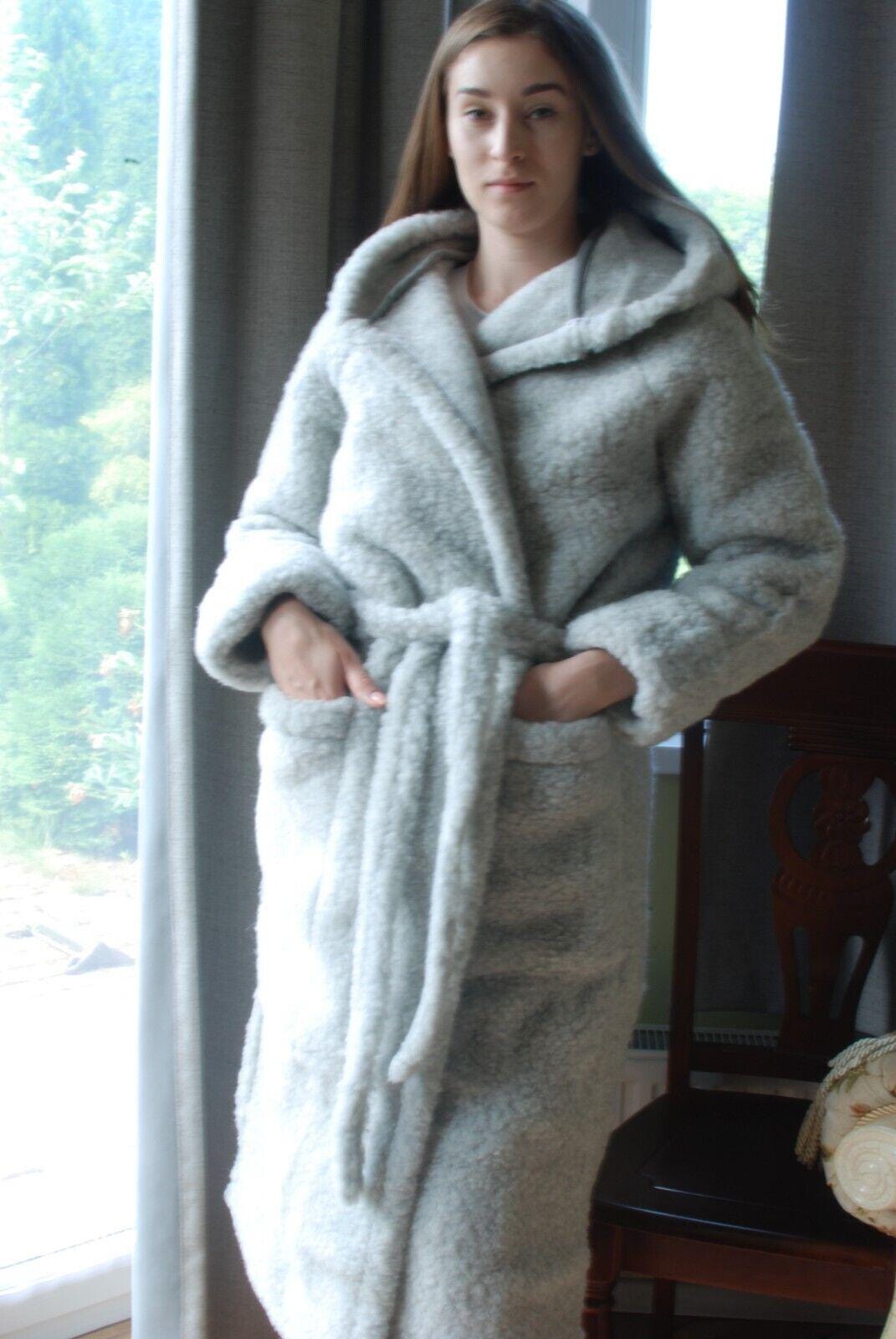 Pretty Wool Robe Merino Wool Bathrobe With Hood: Warm Sheep Wool Robe - Etsy