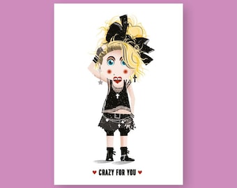 Crazy For You, Madonna Valentines Card, Birthday Card, Greetings Card, Music Card