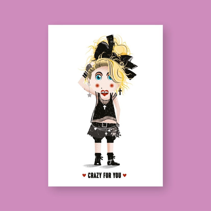 Crazy For You Madonna Valentines Card Birthday Card Etsy Crazy For You Madonna Valentines Card Birthday Card Etsy