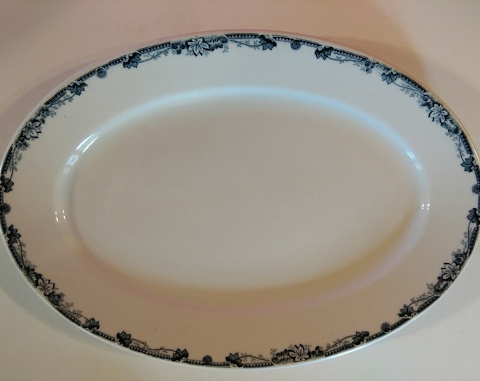 SHENANGO CHINA - Serving Platter - Mfg for Joesting Schilling Co. - Rare Navy Blue Floral Trim - Hotel/Restaurant Ware - circa early 1900's