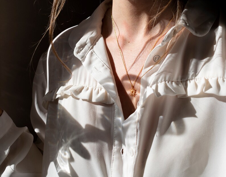 silver women/'s choker Contemporary Italian gold jewelry Christmas or friend/'s gift for her Sun pendant Sun chain necklace