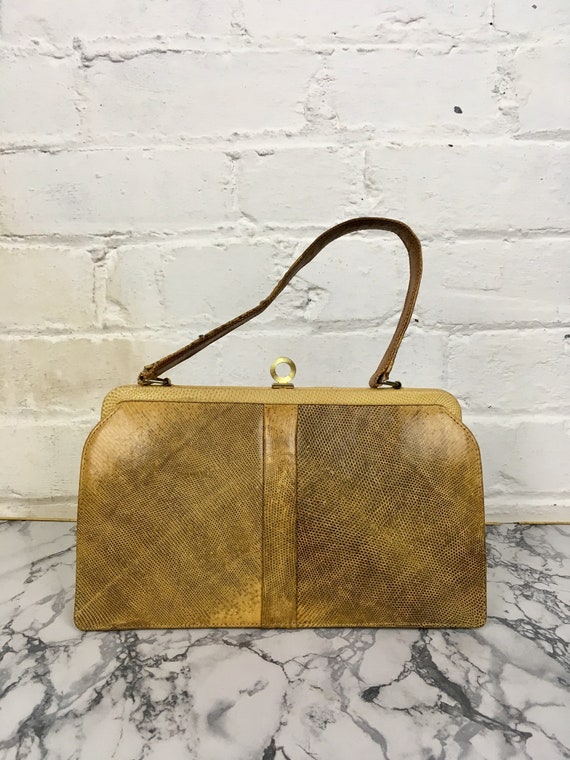 Rare 1940's Vintage Light Tan Designer Lizard Skin