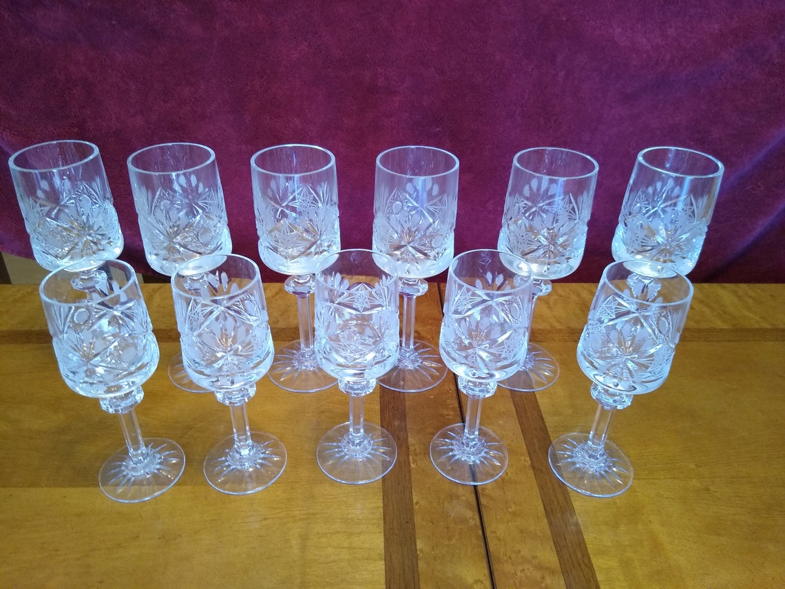 Cut Glass Lead Crystal Goblets Set 6 7 inch and 5 6 inch Etsy