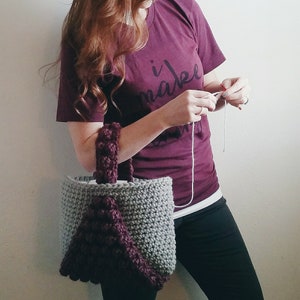 Crochet Tote Bag PATTERN Crochet Bobble Tote, Yarn Bag, Project Tote, Crochet Yarn Tote, Super Bulky Crochet Tote, Crochet Project Tote