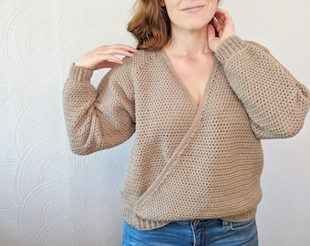 Crochet Wrap Sweater Pattern // Pullover Sweater Crochet Pattern // Raglan Sweater Crochet Pattern