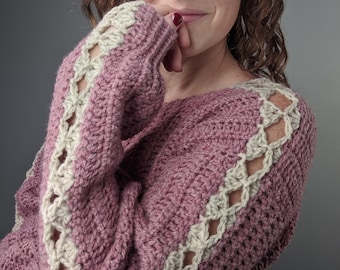 Crochet Sweater Pattern Statement Sleeves // Pullover Crochet Pattern // Puff Sleeve Sweater Crochet Pattern