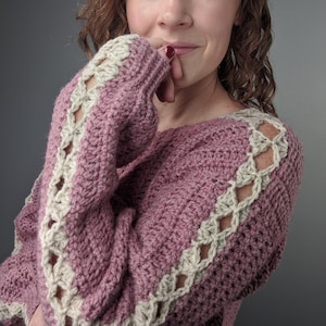 Crochet Sweater Pattern Statement Sleeves // Pullover Crochet Pattern // Puff Sleeve Sweater Crochet Pattern