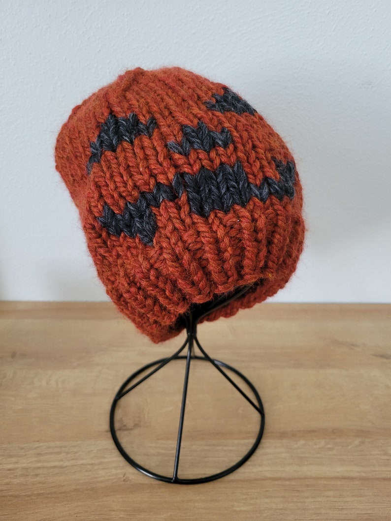 Halloween Knit Hat Pattern The Jack-O-Lantern and Boo Beanie Pumpkin Hat Pattern image 7