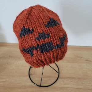 Halloween Knit Hat Pattern The Jack-O-Lantern and Boo Beanie Pumpkin Hat Pattern image 5