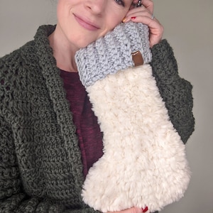 The Husky Christmas Stocking | Crochet Christmas Stocking | Faux Fur Christmas Stocking