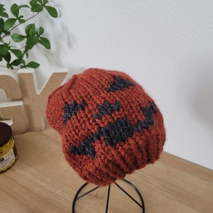 Halloween Knit Hat Pattern The Jack-O-Lantern and Boo Beanie Pumpkin Hat Pattern image 4