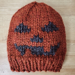 Halloween Knit Hat Pattern The Jack-O-Lantern and Boo Beanie Pumpkin Hat Pattern image 1