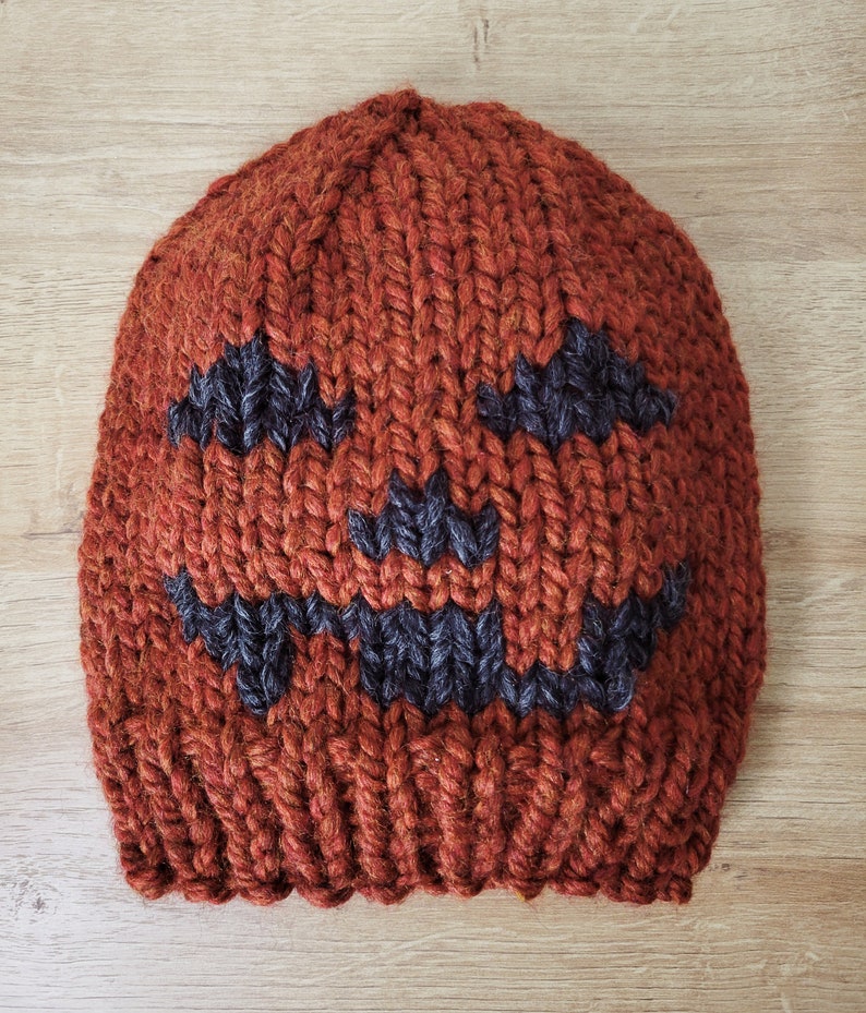 Halloween Knit Hat Pattern The Jack-O-Lantern and Boo Beanie Pumpkin Hat Pattern image 1