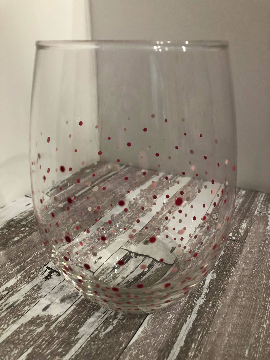 Pink Confetti stemless wine glasses Etsy