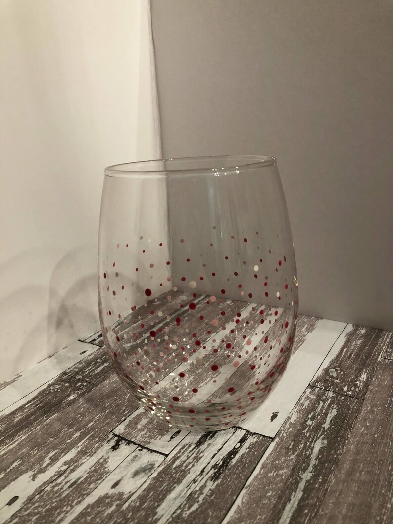 Pink Confetti stemless wine glasses Etsy