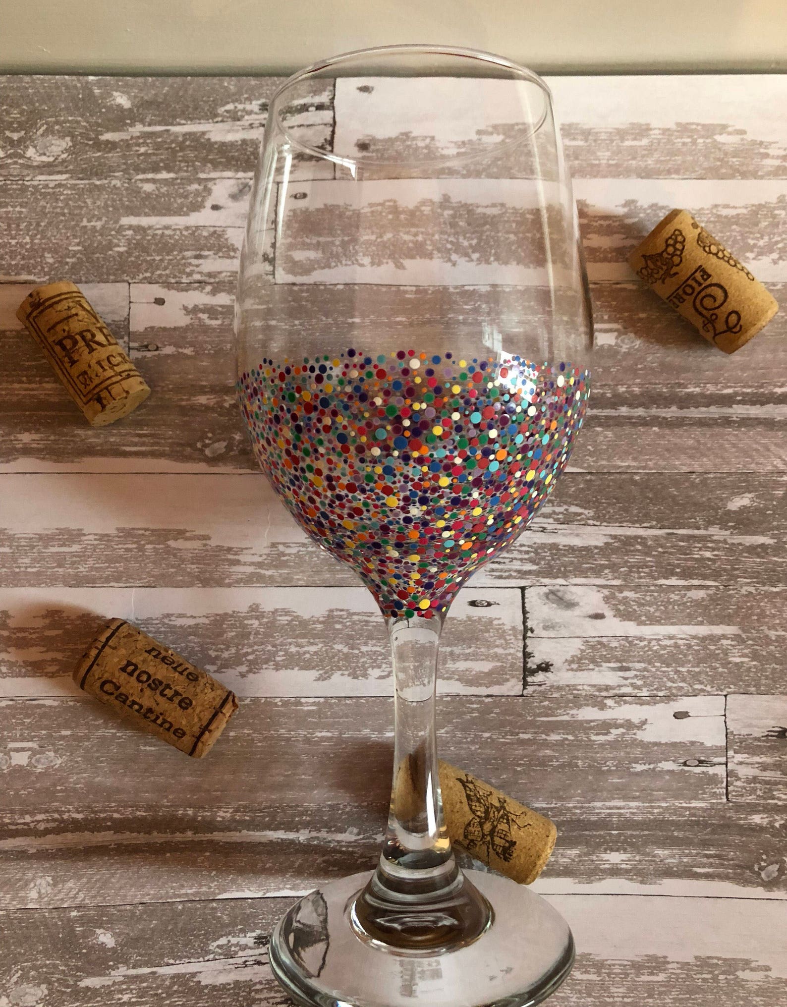 Fun multi color Confetti wine glasses Etsy