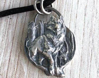 Wolf Pendant, Wolf Pup Round Fine Silver Medallion, Argentium Sterling Silver Necklace