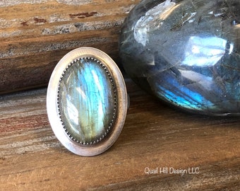Labradorite Blue Ring Argentium Sterling Silver