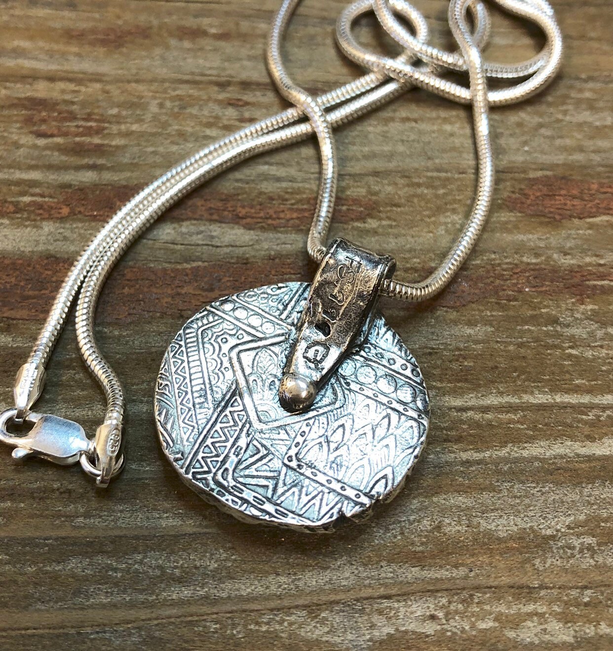 Iris Pendant, Fine Silver Pendant, Round Silver Medallion, Sterling Silver Necklace Chain Jewelry