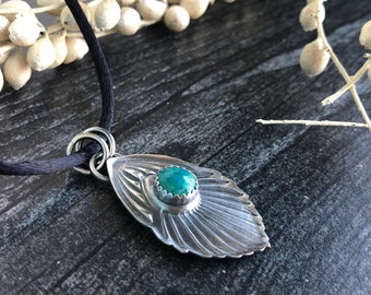 Chrysocolla Argentium Sterling Silver Pendant Necklace