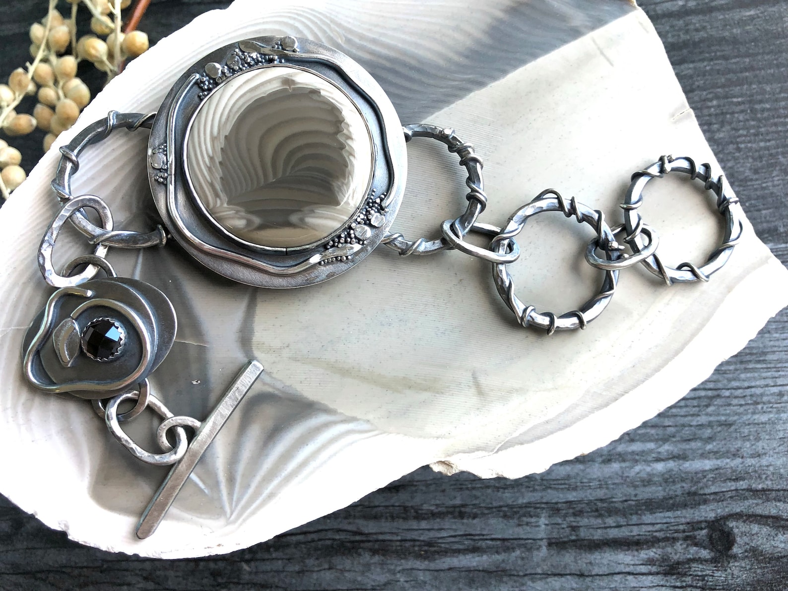 Polish Striped Flint Tree Pattern Tree Jewelry and Smoky Quartz ...