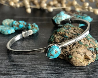 Turquoise Cuff Ajax Mine Bracelet Argentium Sterling Silver