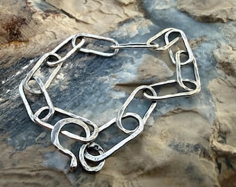 Paper Clip Chunky Bracelet Chain Solid Argentium Sterling Silver