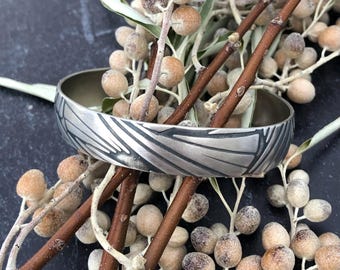 Argentium Sterling Silver Embossed Designed Textured Cuff