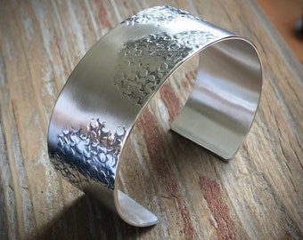 Argentium Sterling Silver Hammer Textured Cuff