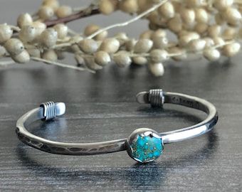 Turquoise Cuff Bracelet Turquoise Mountain Argentium Sterling Silver