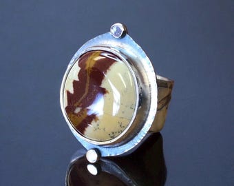 Owyhee Picture Jasper Circular Ring Argentium Sterling Silver