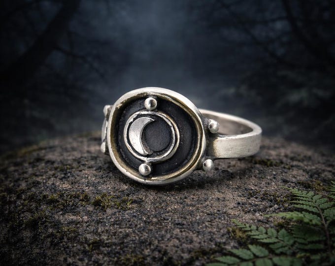 Featured listing image: Moon Ring Argentium Sterling Silver Size 6.75