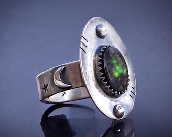 Fire Agate Ring Argentium Sterling Silver