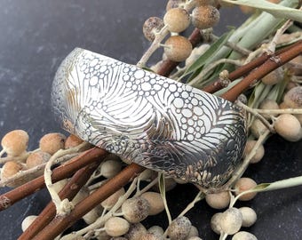 Argentium Sterling Silver Embossed Designed Textured Cuff