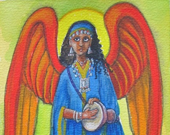Angel playing Drum Print