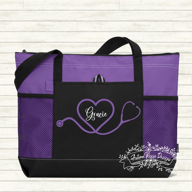 Customized Nurse Tote Bag School Work Zippered Nursing School Etsy