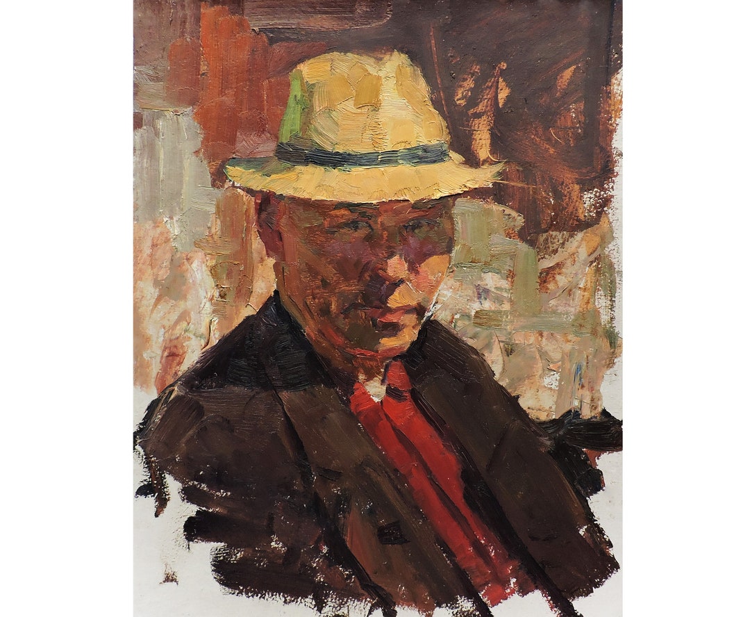 Antique Original Oil Painting Male Portrait by Ukrainian Artist A ...