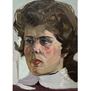 Antyczny oryginalny obraz olejny Portret kobiety autorstwa ukraińskiego artysty A.Żezhera, 1961, Malarstwo portretowe, Sztuka ścienna portretowa, Portret kobiety