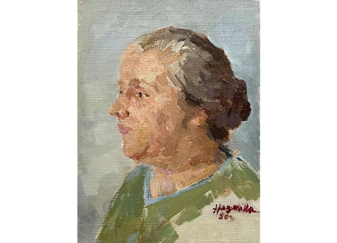 Antique Original Oil Painting on Canvas Portrait of a Old Woman by ...