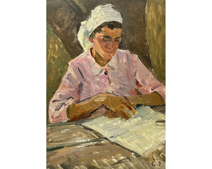 Antique Original Oil Painting Portrait of a Girl by Ukrainian Artist S ...