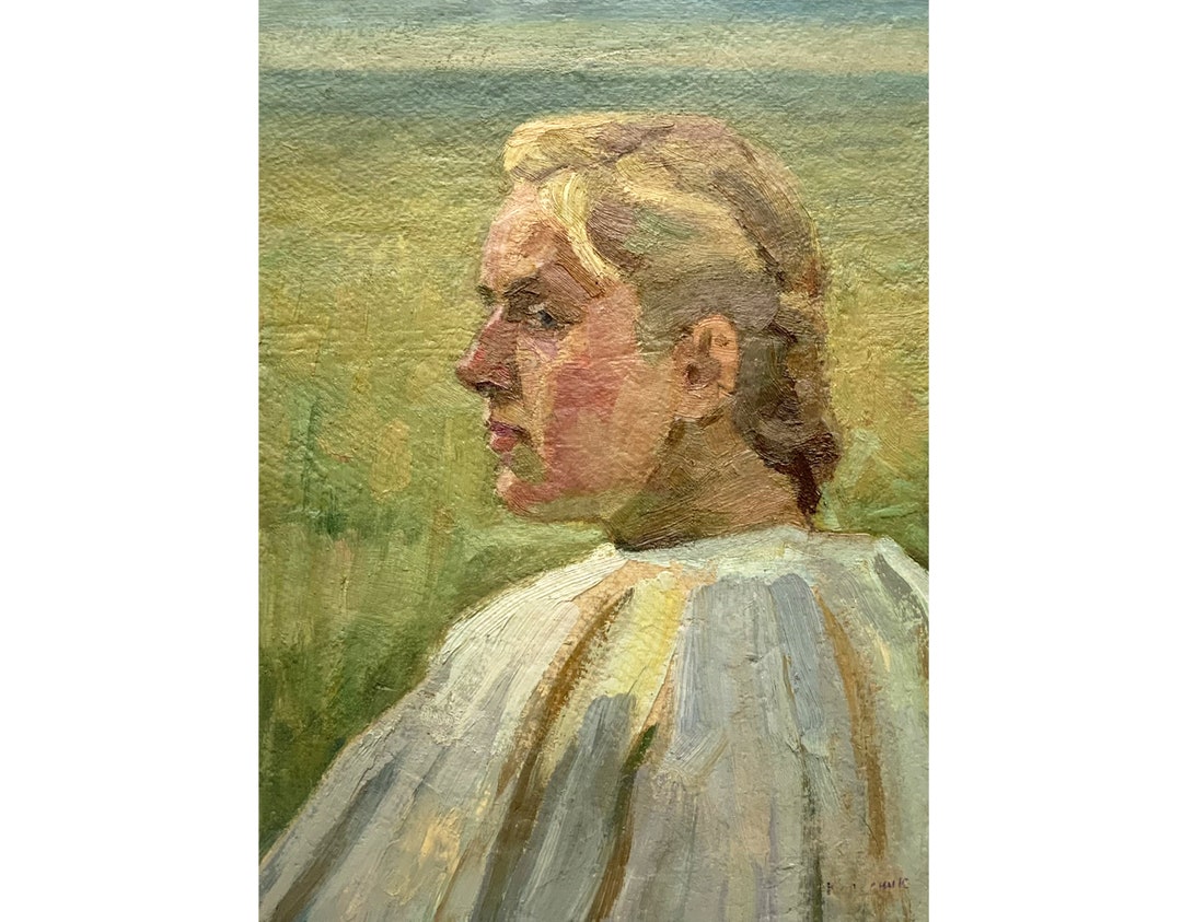 Antique Original Oil Painting Portrait of Ukrainian Girl by Ukrainian ...