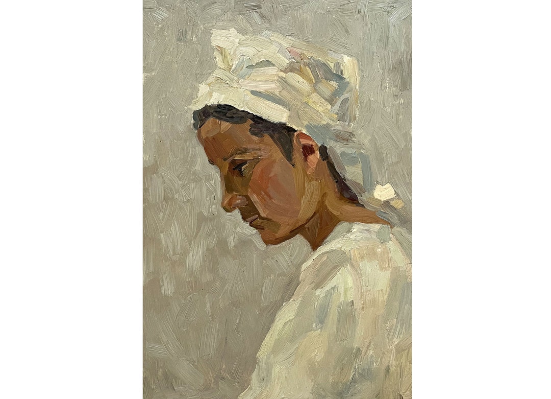 ANTIQUE PORTRAIT of a GIRL Original Oil Painting by Ukrainian Artist N ...