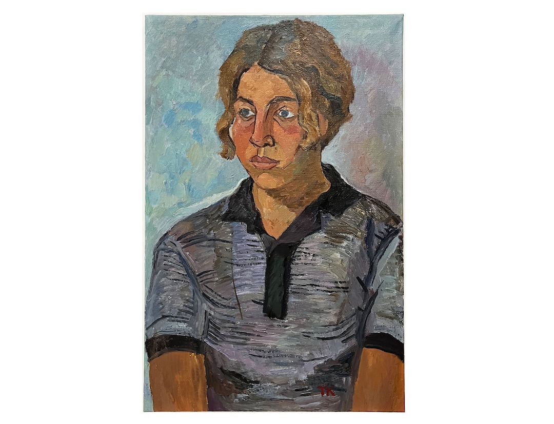 Vintage Original Oil Painting on Canvas Female Portrait by Ukraine ...