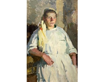 Vintage Original Oil Painting Portrait of a Girl by Ukrainian Artist O ...