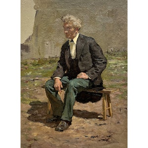 Pintura al óleo original de mediados de siglo del artista ucraniano A. Shkurko, 1950, Arte mural de retrato, Pintura de retrato, Retrato de un hombre, Retrato masculino