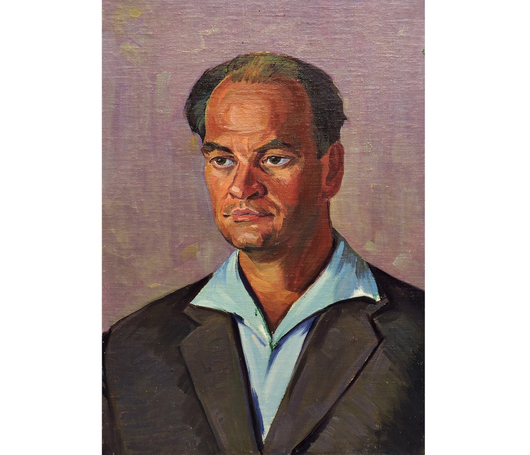 Vintage Original Oil Painting Portrait of a Man by Soviet Ukraine ...