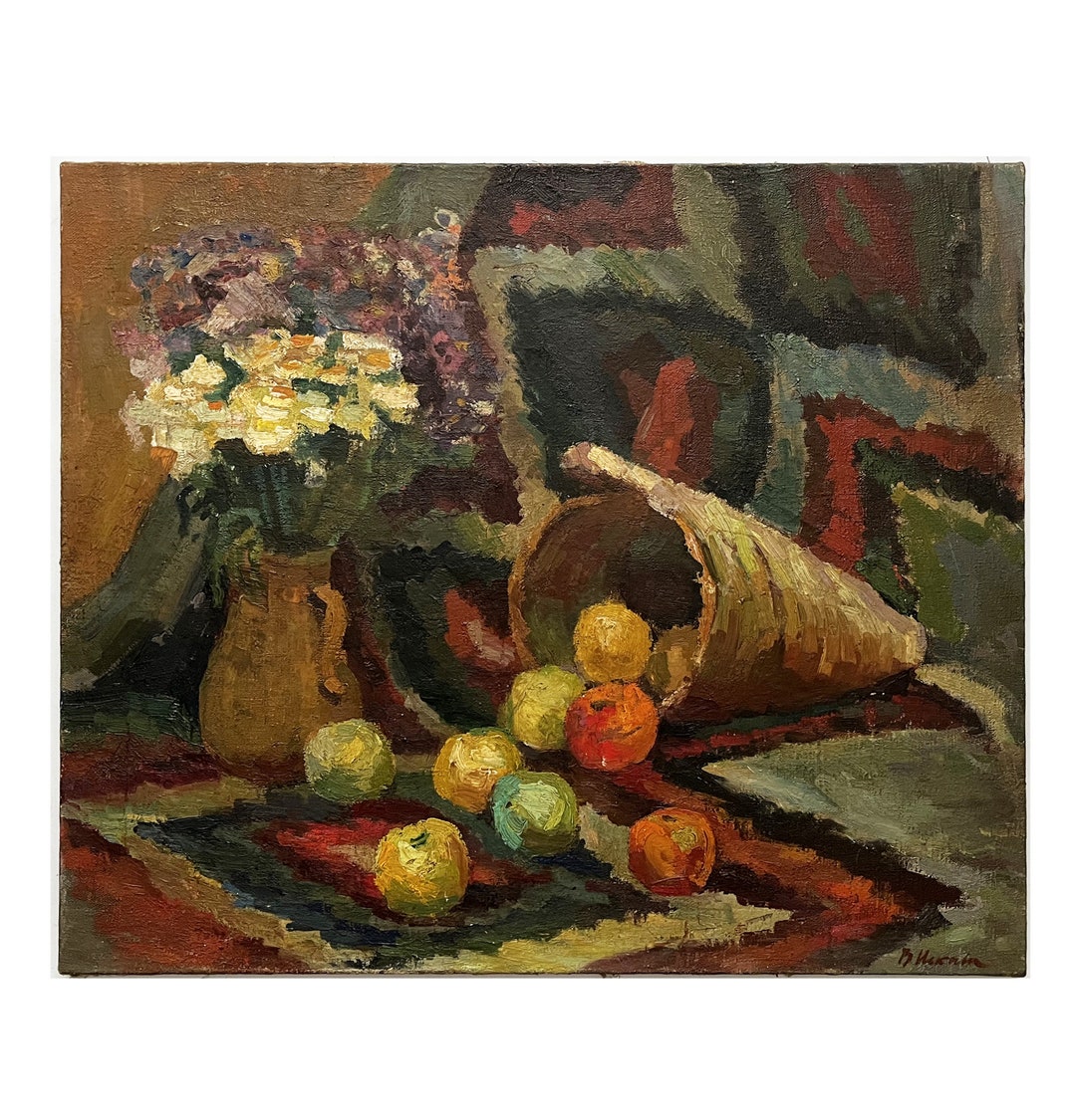 Antique Original Oil Painting on Canvas by Ukraine Artist V.iskam 1950s ...