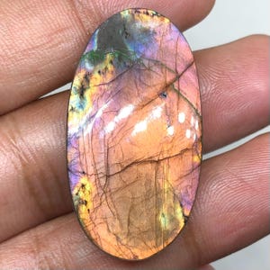 Multi Purple Labradorite Cabochon Gemstone, 39x21x6mm