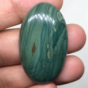 Larsonite | Gary Green Jasper Cabochon Gemstone, 42x25x7mm 55.65 Cts