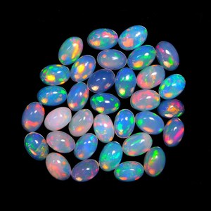 100 PCs Lot  AAA+++ Top Quality Natural Ethiopian Opal,  5x7MM Oval Ethiopian Opal Cabochon Lot Welo Opal Making Jewelry